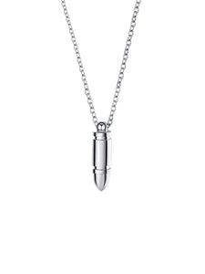 We hate guns!!   Minimalist necklace featuring delicately designed bullet pendants. Elevate your style with our necklace, perfect for daily wear and layering. Crafted from high-quality stainless steel and available in silver color.  Material: Surgical steel. 55cm in length.  | water-resistant, no-tarnishing, hypoallergenic |