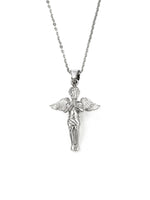 Load image into Gallery viewer, Amen.  Minimalist necklace featuring delicately designed angel pendants. Elevate your style with our necklace, perfect for daily wear and layering.  Crafted from high-quality stainless steel and available in silver color.  Material: Surgical steel. 60+5cm in length.   | water-resistant, no-tarnishing, hypoallergenic |
