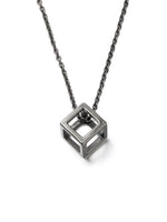 Load image into Gallery viewer, Three-dimensional solid objects.  Minimalist necklace featuring delicately designed prism pendants. Elevate your style with our necklace, perfect for daily wear and layering. Crafted from high-quality stainless steel and available in dark silver color.  Material: Surgical steel, Color: Old silver. 60+5cm in length. | water-resistant, no-tarnishing, hypoallergenic |
